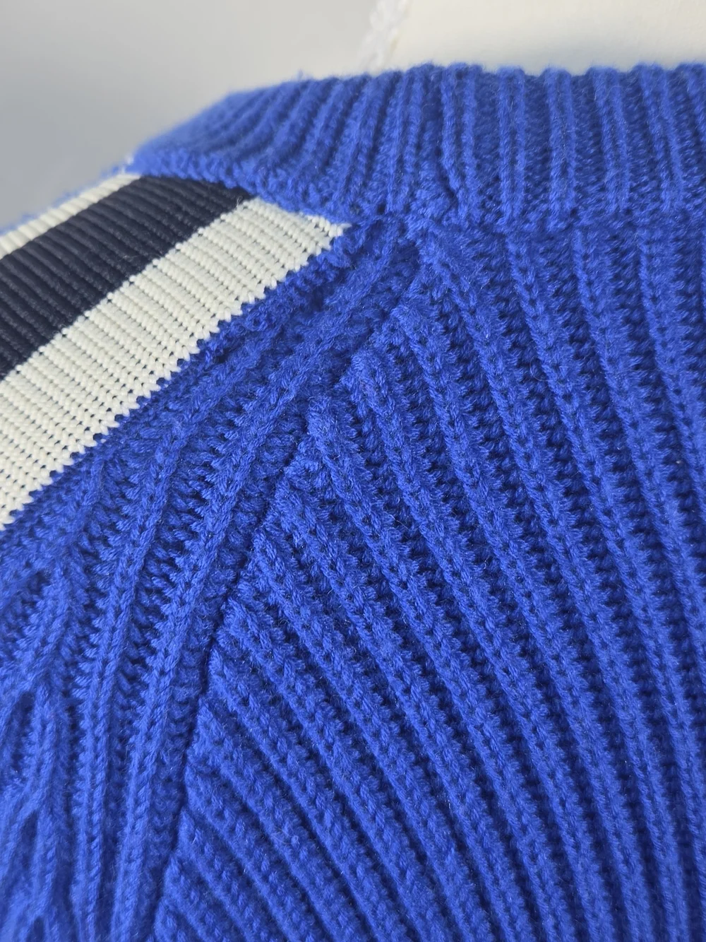 Tory Burch Wool Sweater XS Blue Preppy Varsity Sporty Colorblock Retro Luxury